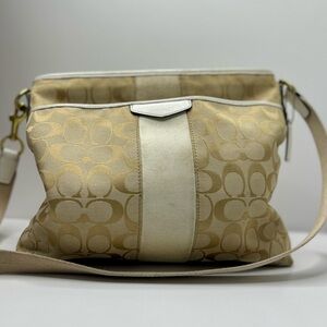 Coach Monogram Cream Shoulder Bag